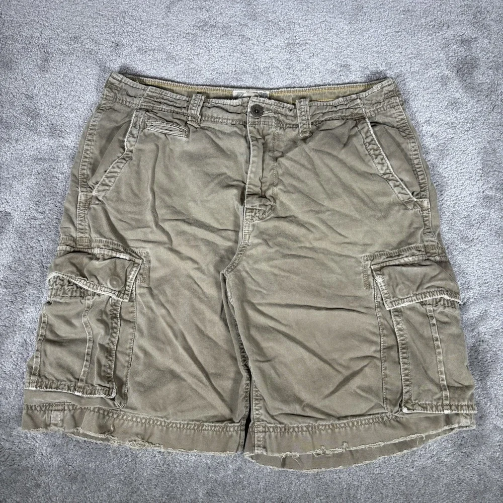 Vintage American Eagle Cargo Shorts Mens 36 Green Canvas Baggy Heavy Skater Y2K